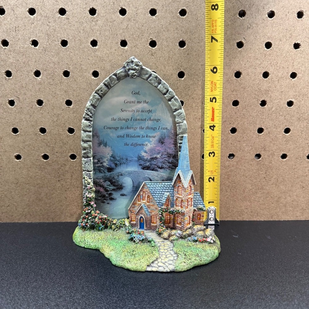 Thomas Kinkade Windows of Prayer Collection The Mountain Chapel Table Decor 2003 - Picture 7 of 8